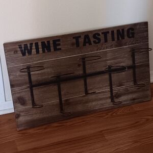 🍷 Rustic Wood Wall-Mounted Wine Rack – “WINE TASTING” 🍷